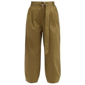 Tibi Myriam Cropped Pleated Cotton-blend twill pants